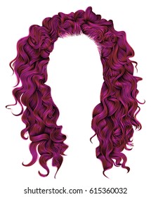 long curly hairs bright pink  colors .  beauty fashion style . wig .
