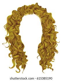 long curly hairs bright yellow  colors .  beauty fashion style . wig .