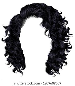 long curly hairs  brunette black  dark colors  .
  beauty fashion style . wig .
