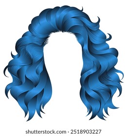 Pelos largos rizados de colores azul oscuro . Estilo de moda de belleza . peluca .