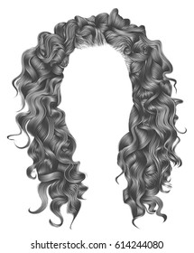 long curly hairs gray
 colors  .  beauty fashion style . wig .

