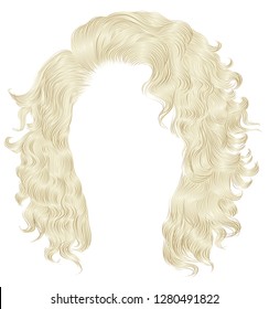 long curly hairs  light blond  colors .  beauty fashion style . wig .