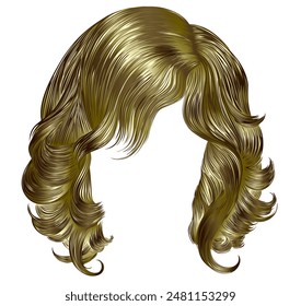 long curly hairs  light blond  colors .  beauty fashion style . wig .