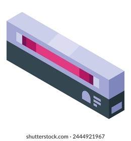 Icono largo del detector de divisas Vector isométrico. Tienda de billetes. Máquina financiera
