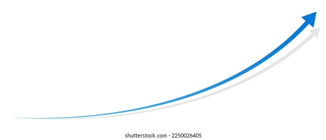 Long curve arrow business financial goal background design template. Investment economy value growth concept.