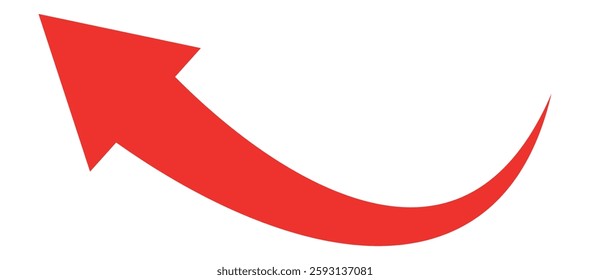 Long curve arrow icon. Long arrow. Curved arrow icon isolated on white background. Red long curve arrow icon vector .