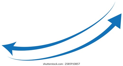 Long curve arrow icon. Long arrow. Double arrow sign icon. Dual semi circle, Dual sided curved arc arrow symbol. Vector illustrator