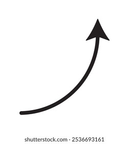 Long curve arrow icon vector. black curve arrow icon vector. long arrow for app and ui design.