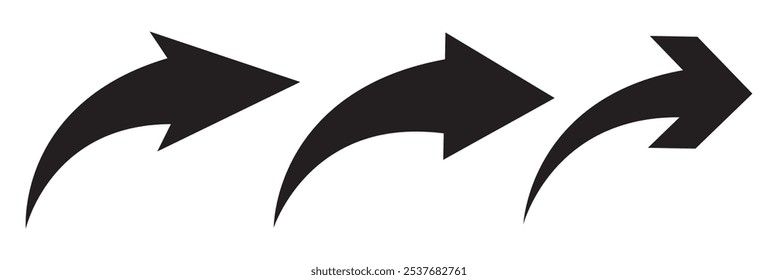 ícone de seta de curva longa conjunto de vetores. conjunto de seta de curva longa preta para design de aplicativo e interface do usuário. ícone de seta longa para cima vetor. seta de curva conjunto .