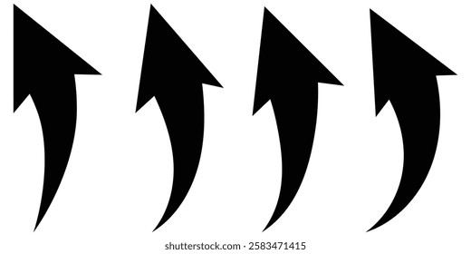 Long curve arrow icon vector set. set of black long curve arrow for app and ui design. long up arrow icon vector. curve arrow set . vector illustration eps 888.