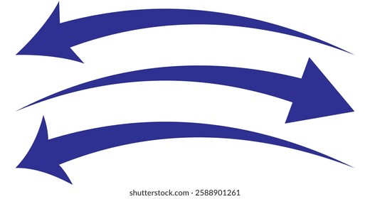 Long curve arrow icon vector . set of Blue long curve arrow for app and ui design. long arrow icon vector. curve arrow icon vector .