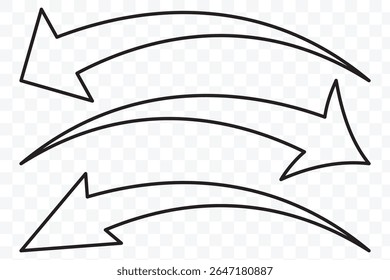 Long curve arrow icon vector . set of Black long curve arrow for app and ui design. long arrow icon vector. curve arrow icon vector .