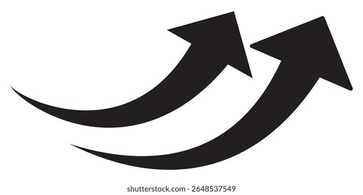 Long curve arrow icon vector set. set of black long curve arrow for app and ui design. long up arrow icon vector. curve arrow set . vector illustration eps 888.