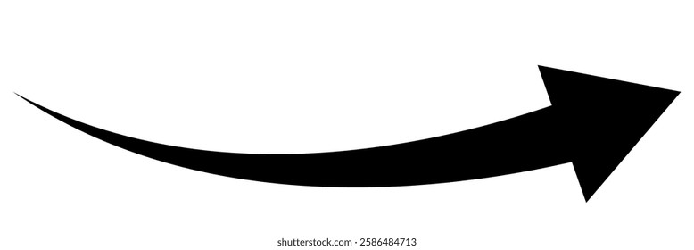 Long curve arrow icon.Curved arrow icon isolated on white background. Black long curve arrow. long up black curve arrow icon vector. 