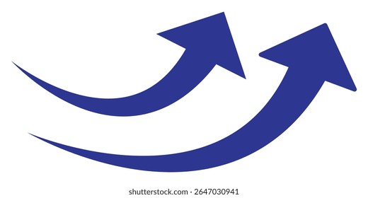 Long curve arrow isolated on white background. Solid long arrow pointing to the right.