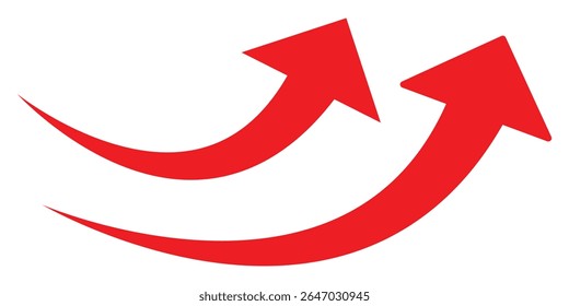 Long curve arrow isolated on white background. Solid long arrow pointing to the right.