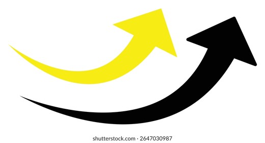 Long curve arrow isolated on white background. Solid long arrow pointing to the right.