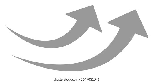 Long curve arrow isolated on white background. Solid long arrow pointing to the right.