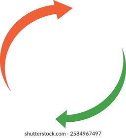 Long curve arrow red and green set