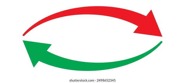 Long curve arrow set red and green.