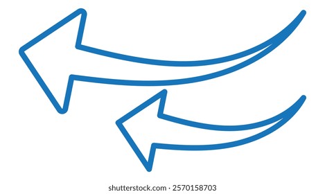 long curve  arrows set. Curved arrows. Arrow sign. Flat style icons, logo. design eps  10 