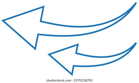 long curve  arrows set. Curved arrows. Arrow sign. Flat style icons, logo. design eps  10 