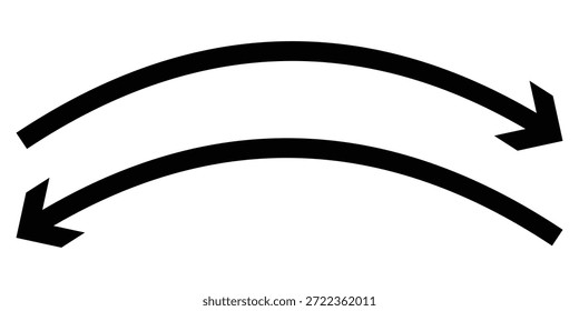 Ícone de seta dupla curva longa. Ícone de seta dupla. Seta longa preta de dois lados. Ilustrador de vetor