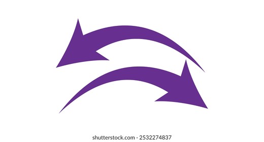 long curved arrow icon on white background. Long  curved and  horizontal arrow vector icon.