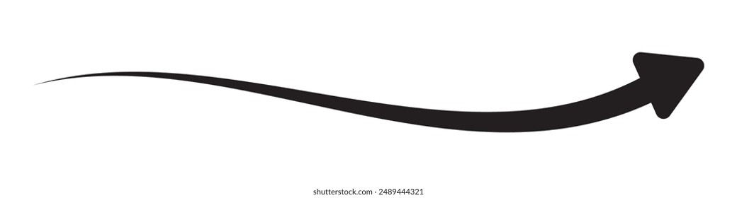 Long curved arrow icon vector. Black long arrow vector. flat style Arrow symbol. Black silhouette of an arrow on a white background. vector illustration.