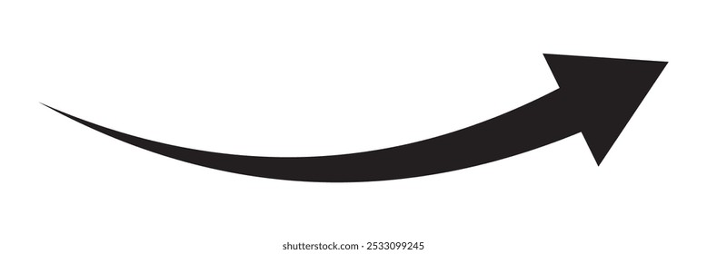 Icono de flecha curvada larga. Vector de flecha larga. flecha larga negra .