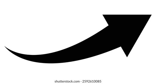 Long curved arrow icon. Vector long arrow icon in flat style. Long curved arrow symbol isolated on a white background. Vector illustration. EPS 10