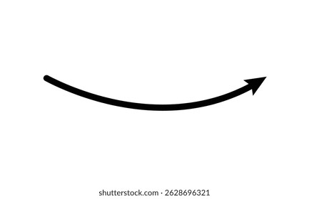 Vetor de ícone de seta longa curva. Vetor de seta longa azul. Ícone de setas longas. Seta longa puxada à mão curvada.  Ilustração vetorial .EPS 10 .