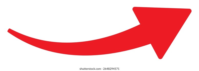 Long curved arrow icon vector. Red long arrow vector. flat style Arrow symbol. Red silhouette of long arrow isolated on white background. vector illustration.