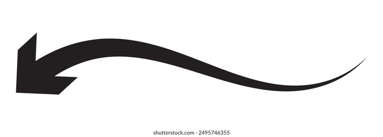Long curved arrow vector icon.