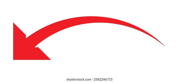 long curved arrow vector icon. double side left and right silhouette curved Horizontal long arrow icon. flat style long arrow curved vector illustration.
