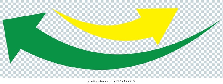 long curved arrow vector icon. double side left and right silhouette curved Horizontal long arrow icon. flat style long arrow curved vector illustration.