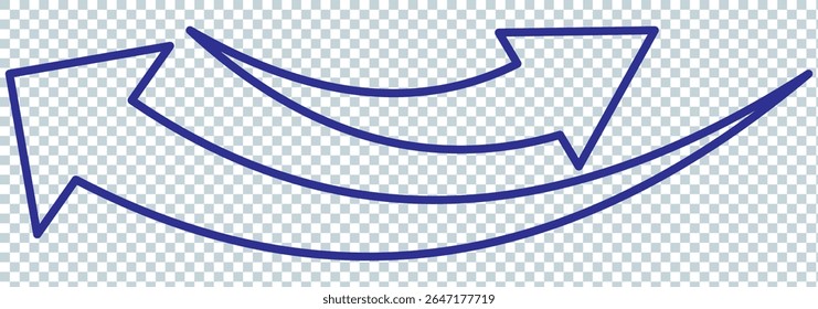 long curved arrow vector icon. double side left and right silhouette curved Horizontal long arrow icon. flat style long arrow curved vector illustration.