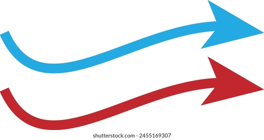 Long and curved arrows. A set of  arrows pointing up left and up. Trendy black arrows in a flat style eps 10.