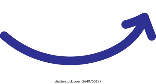Long curved hand drawn arrow vector. Round curl long arrow. Thin arrow curled symbol icon. Curve arrow vector illustration.