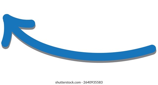 Long curved hand drawn arrow vector. Thin arrow curled symbol icon. Drawn arrow isolated on white.