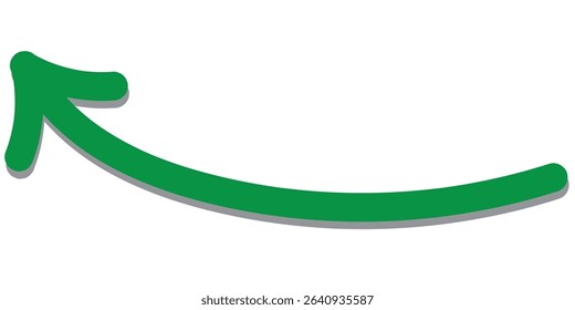 Long curved hand drawn arrow vector. Thin arrow curled symbol icon. Drawn arrow isolated on white.