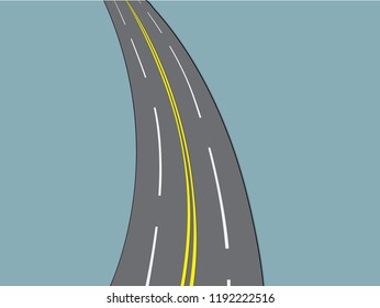 A long curvy asphalt highway road to drive long distance in cool weather vector illustration