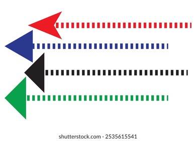 Ícone de vetor de seta tracejada longa. duas cores diferentes.