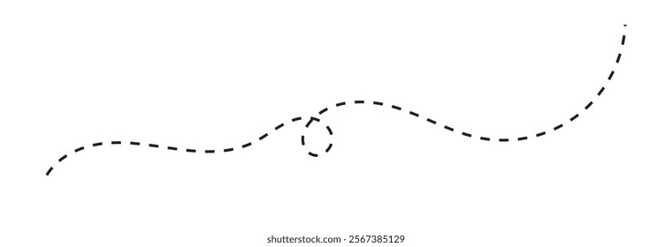 Long dashed hand drawn squiggle, loopy line vector icon isolated on transparent background. 