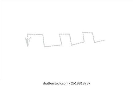 Long dashed hand drawn squiggle, Long squiggle dashed, loopy line vector icon isolated on transparent background