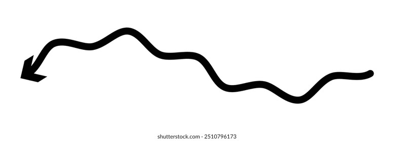 Long design curved arrow icon vector. zig zag arrow, Black long arrow vector. flat style Arrow symbol. isolated on a white background. vector illustration. design eps 10