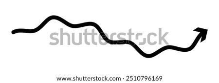Long design curved arrow icon vector. zig zag arrow, Black long arrow vector. flat style Arrow symbol. isolated on a white background. vector illustration. design eps 10