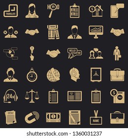 Long discussion icons set. Simple style of 36 long discussion vector icons for web for any design