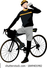 long distance cyclist in the road