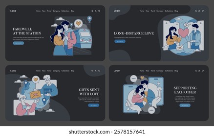 Long Distance Love concept. Illustrates the emotional journey of couples separated by distance, capturing moments of connection and affection. Themes of communication, support, and meaningful gifts